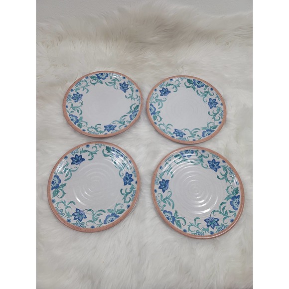 TarHong Rio Turquoise Floral Dinner Plate, 10.5", Melamine, Set of 4 - Picture 1 of 3